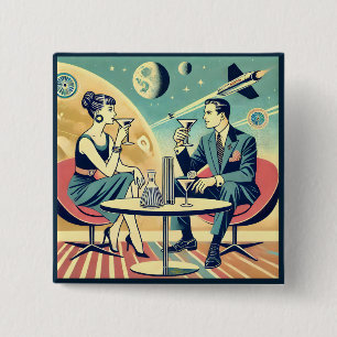 Martini Space Travel Posters Flight Crew 2 Inch Square Button