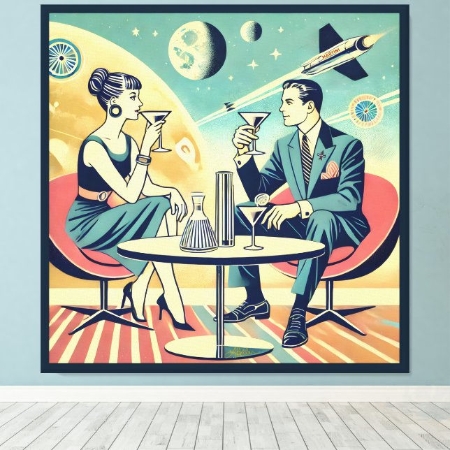 Martini Space Travel Posters Flight Crew Canvas Print (Insitu(Wood Floor))