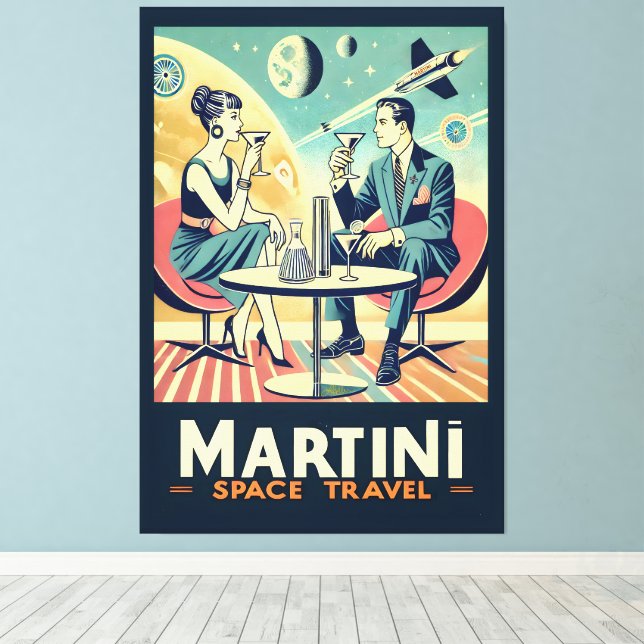Martini Space Travel Posters Flight Crew Canvas Print (Insitu(Wood Floor))