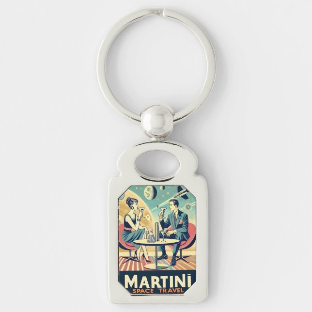Martini Space Travel Posters Flight Crew Keychain (Front)