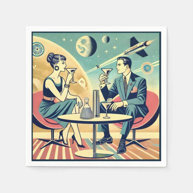 Martini Space Travel Posters Flight Crew Napkin (Front)