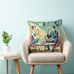 Martini Space Travel Posters Flight Crew Throw Pillow