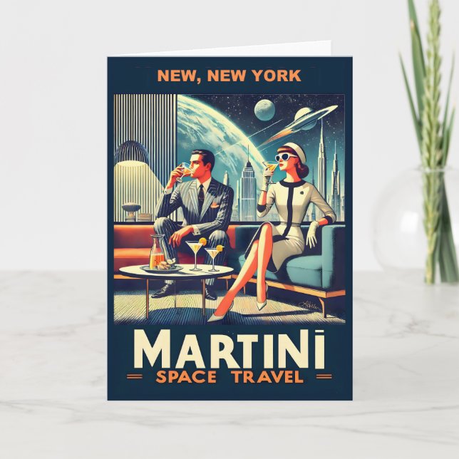 Martini Space Travel Posters New, New York Card (Front)
