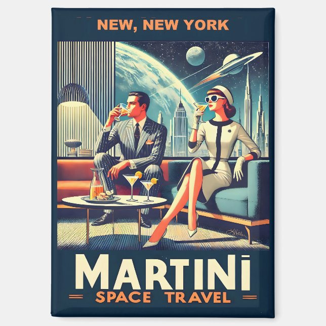 Martini Space Travel Posters New, New York Magnet (Front)