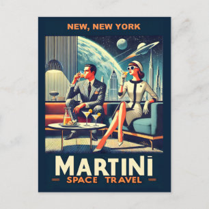 Martini Space Travel Posters New, New York Postcard