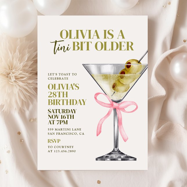 Martini Themed Birthday Invite, A Tini Bit Older Invitation (Creator Uploaded)