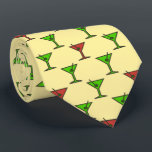 Martini Time Christmas Cocktail Two-Sided Tie<br><div class="desc">Light yellow with red and kelly green colorway. This vintage tie is inspired by advertising art of the fifties. This funny pattern has martini glasses with olives reminiscent of the wild days on Madison Avenue. Fun tie for that conservative male with a sense of humour & a passion for life....</div>