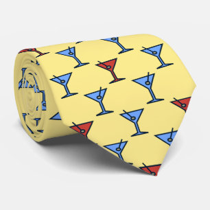 Martini Time Fifties Cocktail Yellow Two-sided Tie