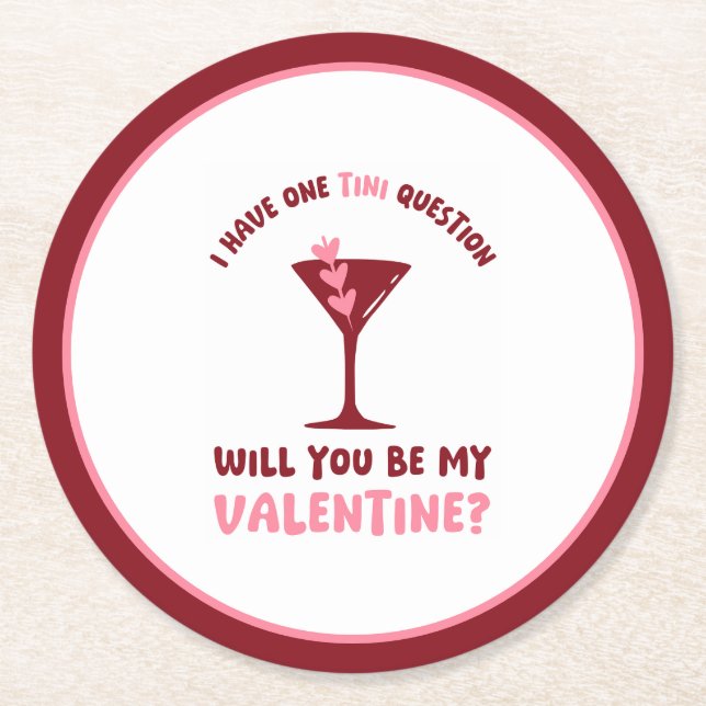  Martini Valentine Chic & Trendy Galentines Day Round Paper Coaster (Front)
