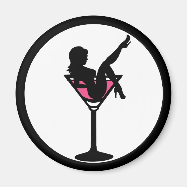 Martini verre fille silhouette simple aimant (Devant)