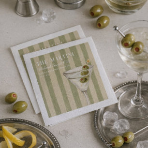 Martini Weekend Social Club Green Stripes Napkin