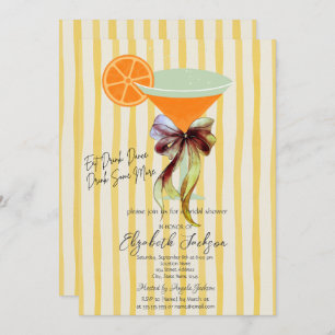 Martini Yellow Stripes Bow Bridal Shower  Invitation