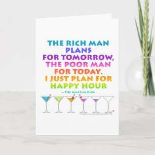 MARTINI ZEN - Plan for Happy Hour Greeting - Note Card
