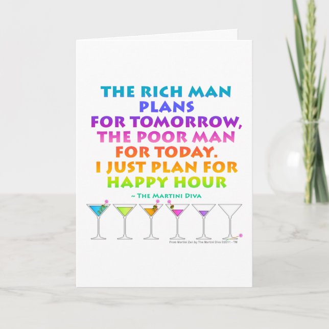 MARTINI ZEN - Plan for Happy Hour Greeting - Note  Card (Front)