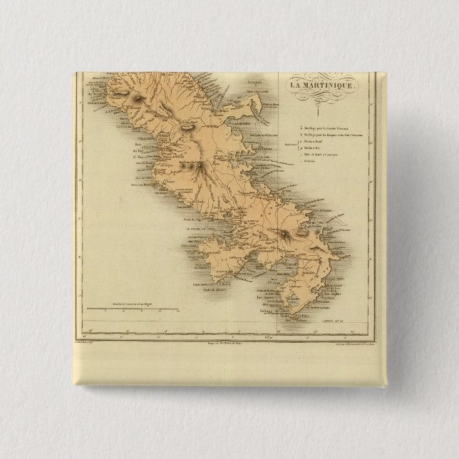 Martinique 2 Inch Square Button (Front)