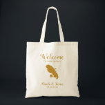 Martinique Destination Wedding Welcome Bag, Gold Tote Bag<br><div class="desc">Wedding weekend welcome gift bag for out of town guests to your wedding,  featuring image of Martinique,  with heart you may place at the precise location.  Fill tote with your favourite goodies.</div>