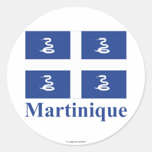Martinique Flag with Name Classic Round Sticker