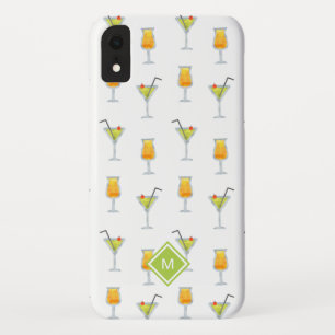 Martinis and Cocktails Drink Pattern with Monogram iPhone XR Case