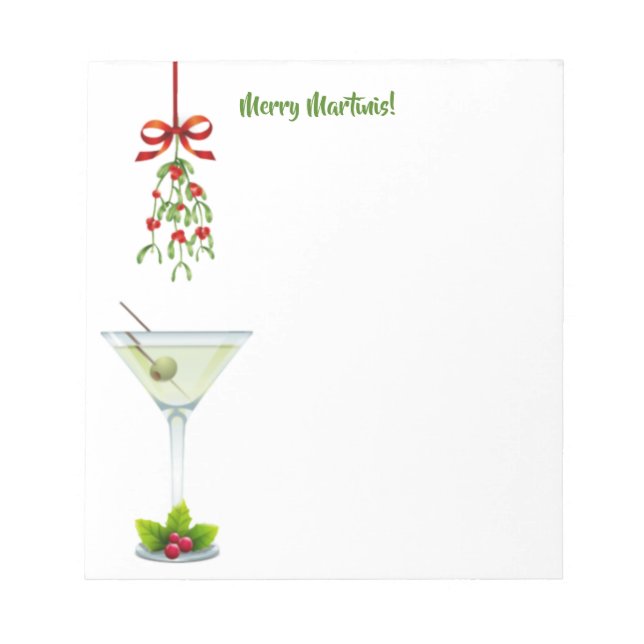 Martinis and Mistletoe Christmas Notepad (Front)
