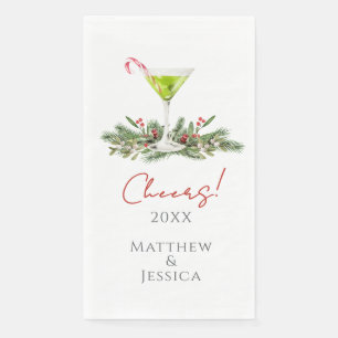 Martinis and Mistletoe Custom Holiday Guest Towels Napkin