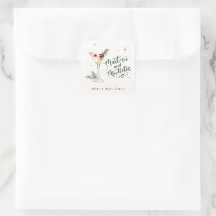 Martinis and Mistletoe Holiday Party Square Sticker
