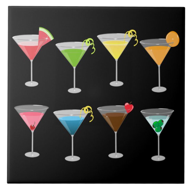 Martinis Art Ceramic Tile (Front)
