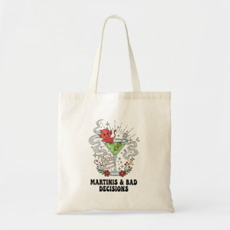 Martinis & Bad Decisions Devil Cocktail Funny Tote Bag