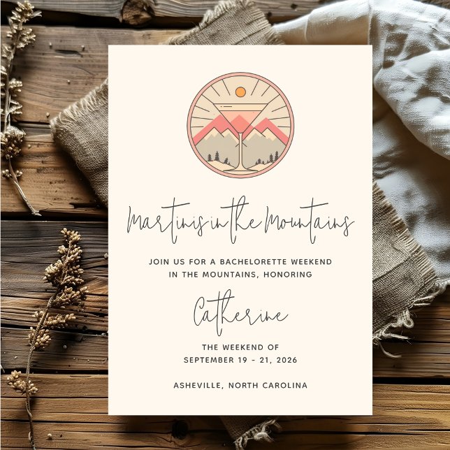 Martinis in the Mountains Bachelorette Weekend Invitation (Creator Uploaded)