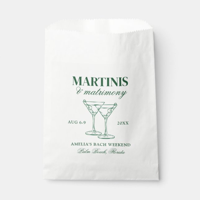 Martinis & Matrimony Bachelorette Weekend Favour Bag (Front)