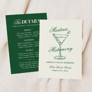 Martinis & Matrimony Bachelorette Weekend Invita Invitation