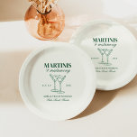 Martinis & Matrimony Bachelorette Weekend Paper Plate<br><div class="desc">This design features trendy bold text with hand drawn cocktails and a green martini theme.</div>
