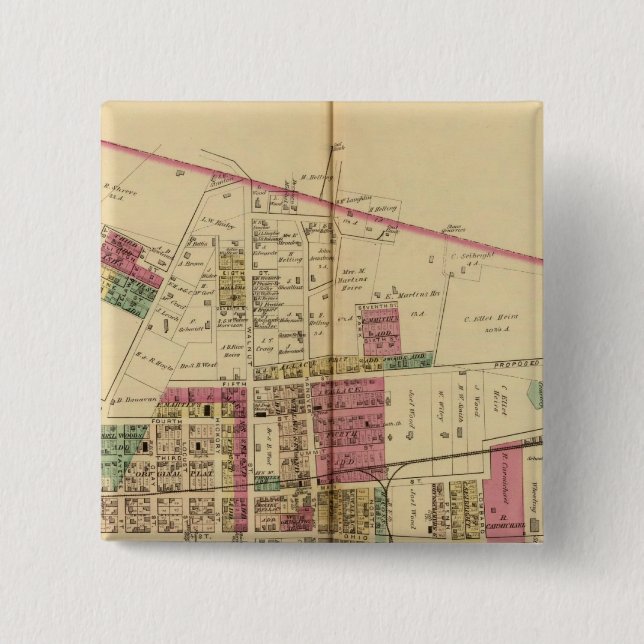 Martin's Ferry 2 Inch Square Button (Front)