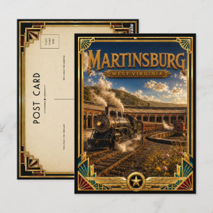 Martinsburg West Virginia Vintage Art Deco Golden Postcard