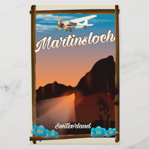 Martinsloch Switzerland travel poster Stationery