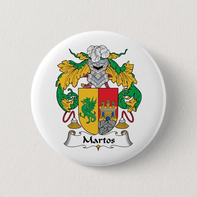 Martos Family Crest 2 Inch Round Button (Front)