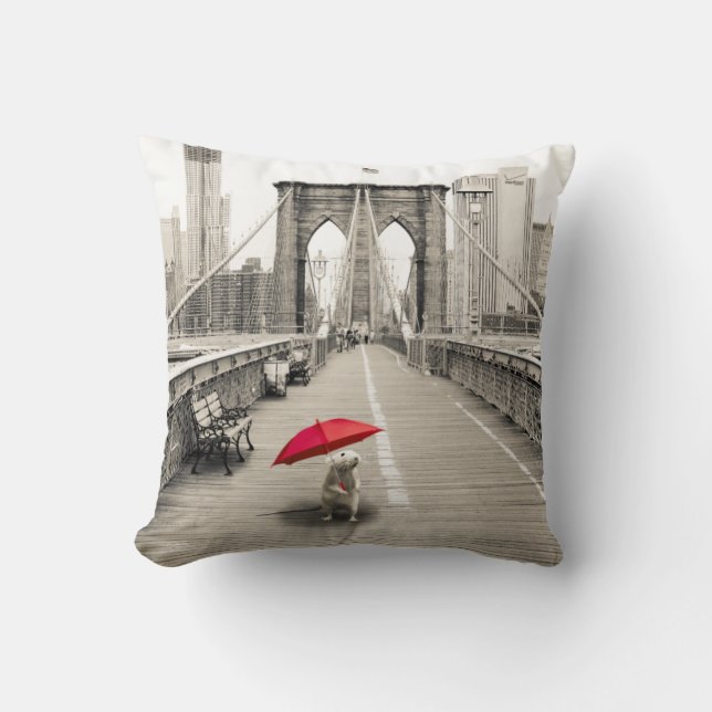 Marty Mouse in Brooklyn Bridge Pillow (Front)