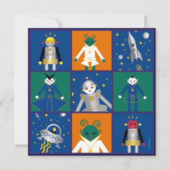 Martzkins In Outer Space Birthday Party Invitation (Front)