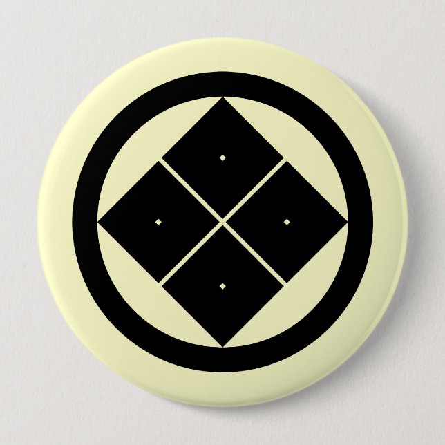Maruni sumitate yotsume, Japan 4 Inch Round Button (Front)