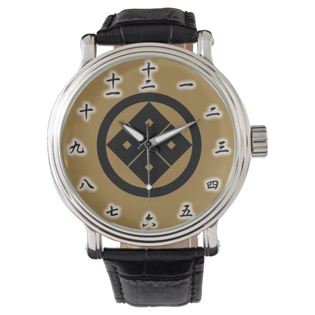 Maruni Sumitate Yotsume, Japanese Family Crest Watch (Front)