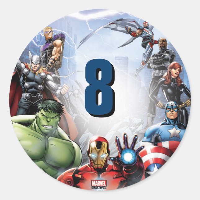 Marvel | Avengers - Birthday Classic Round Sticker (Front)