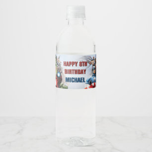 Marvel Avengers - Birthday Water Bottle Label