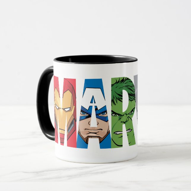 Marvel Avengers Face Letter Logo Mug (Front Left)