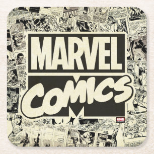 Marvel Comics Pages Pattern Square Paper Coaster