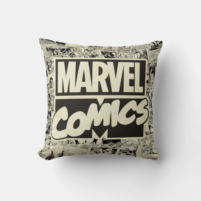 Marvel Comics Pages Pattern Throw Pillow (Front)