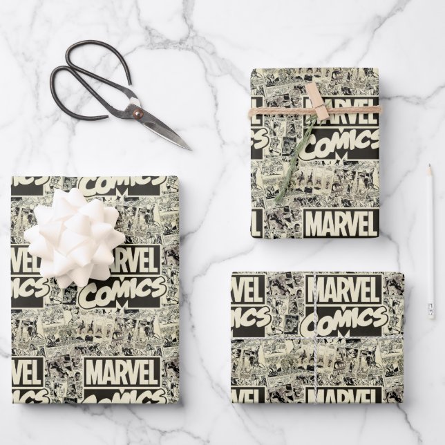 Marvel Comics Pages Pattern Wrapping Paper Sheet (Front)