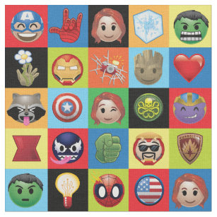 Marvel Emoji Characters Grid Pattern Fabric