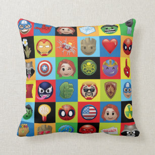 Marvel Emoji Characters Grid Pattern Throw Pillow
