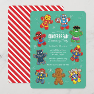 Marvel Holiday Gingerbread Cookie Decorating Party Invitation