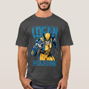 Marvel Wolverine Classic Logan Retro Comic Logo gi T-Shirt