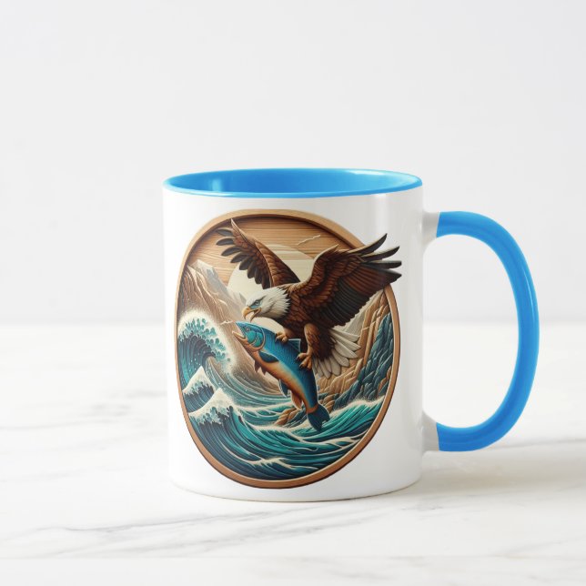 Marvellous Eagle Swooping Down to Catch Fish  Mug (Right)